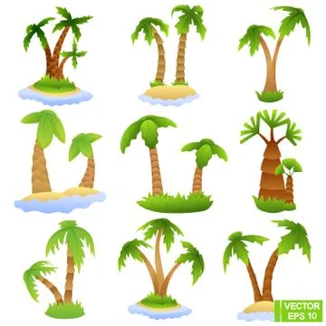 Set of palm trees. Stock Illustration