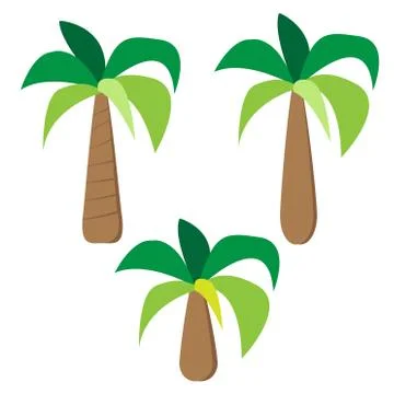 Set of palm trees in simple flat style Stock Illustration