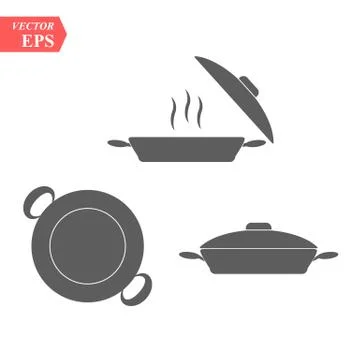 Set of pan icon. Simple filled pan vector icon. On white background. Stock Illustration