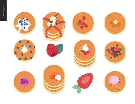 Set of pancakes Stock Illustration