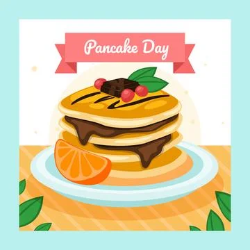 Set of pancakes set illustration. Stacks of tasty pancakes with, cherry, bl.. Stock Illustration