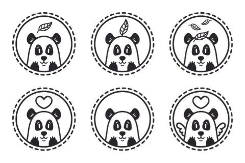 Set of panda emblems, icons, labels. Stock Illustration