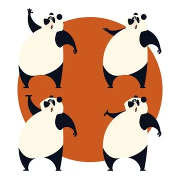 Set of pandas Stock Illustration