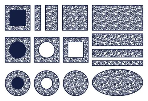 Set of panels with snowflakes.  Stock Illustration