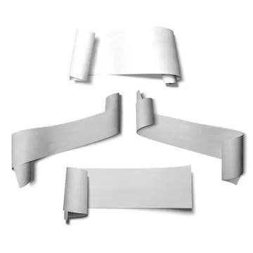 Set of paper banners, vector ribbons with shadow isolated on white Stock Illustration