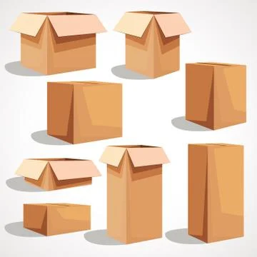 A set of paper boxes. Vector illustration Illustrazione stock
