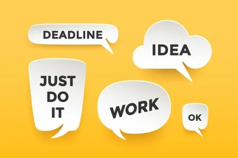 Set of paper bubble cloud talk with shadow Stock Illustration