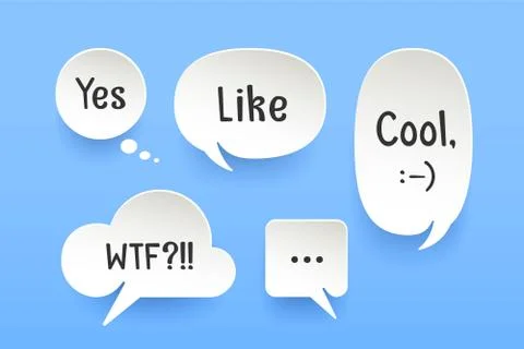 Set of paper bubble cloud talk with shadow Stock Illustration