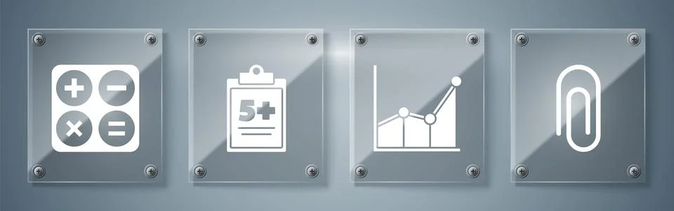 Set Paper clip, Graph, schedule, chart, diagram, Test or exam sheet and Stock Illustration