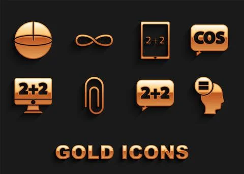 Set Paper clip, Mathematics function cosine, Calculation, Equation solution Stock Illustration