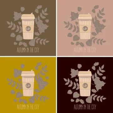 Set of paper coffee cups. Mugs vector illustration Stock Illustration