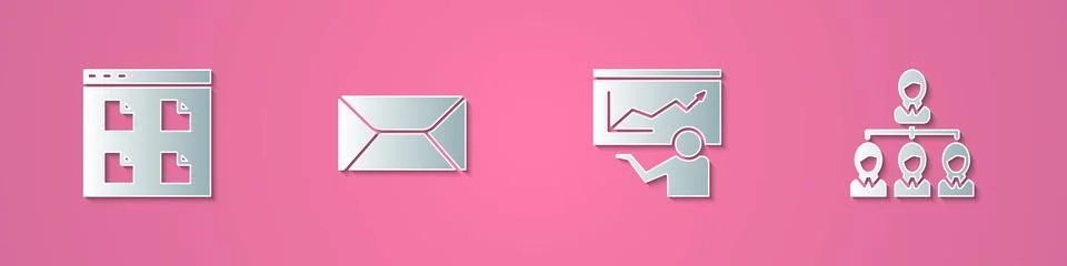 Set paper cut Browser files, Envelope, Training, presentation and Hierarchy o Stock Illustration