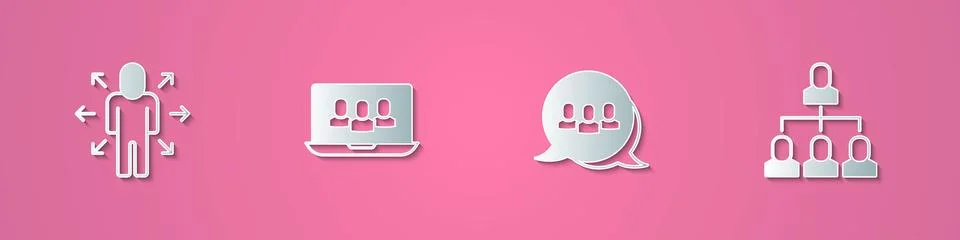 Set paper cut Multitasking manager working, Project team base,  and Employe.. 스톡 일러스트