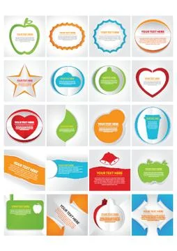 Set Of Paper Cut Out Effect Designs Stock Illustration
