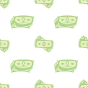 Set of Paper Dollars Seamless Pattern イラスト素材