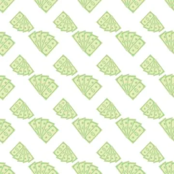Set of Paper Dollars Seamless Pattern 스톡 일러스트