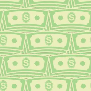 Set of Paper Dollars Seamless Pattern. US Currency Stock Illustration