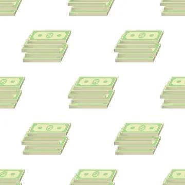 Set of Paper Dollars Seamless Pattern Stock Illustration