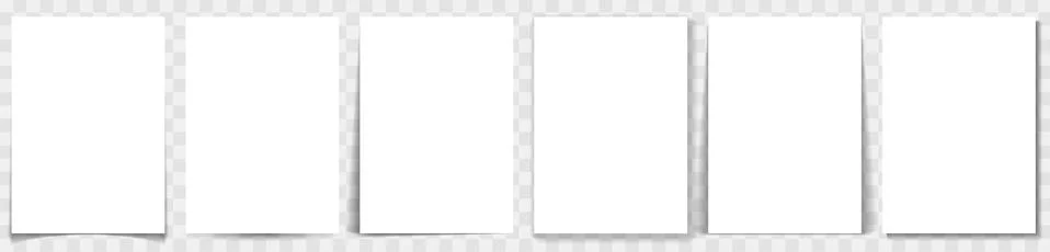 Set of paper effect with transparent realistic shadows. Web banner, template or Stock Illustration