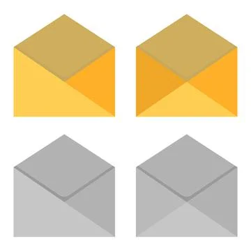 Set of paper envelopes in different forms isolated on white background. Flat  Stock Illustration