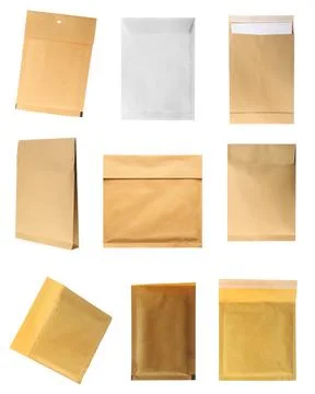 Set of paper envelopes isolated on white Stock Photos