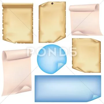 Set of paper isolated on white background Stock Illustration
