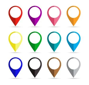 Set of paper map pointers Illustrazione stock