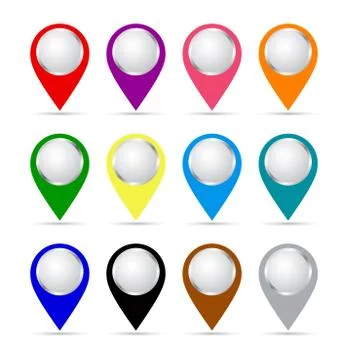 Set of paper map pointers 스톡 일러스트