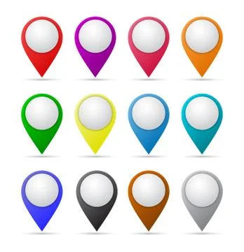 Set of paper map pointers Illustrazione stock