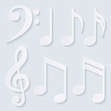 Set of paper musical notes Stock Illustration