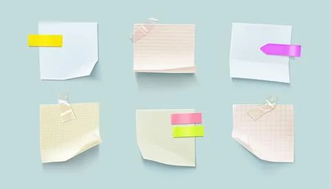Set of paper notes isolated on background Stock Illustration