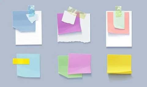 Set of paper notes isolated on background 库存插图