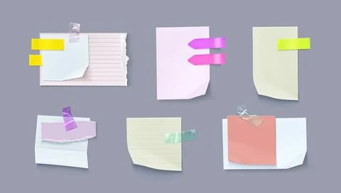 Set of paper notes isolated on background イラスト素材