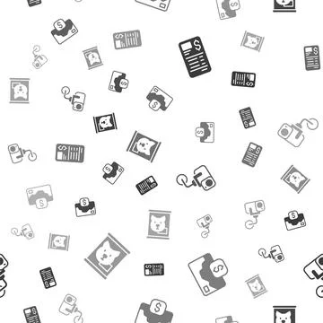 Set Paper or financial check, Credit card, Security camera and Canned food .. Stockillustratie