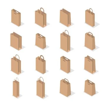 Set of paper packaging in 3d, vector illustration. Stockillustratie