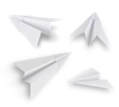 Set of paper planes isolated on white background. Stock Photos