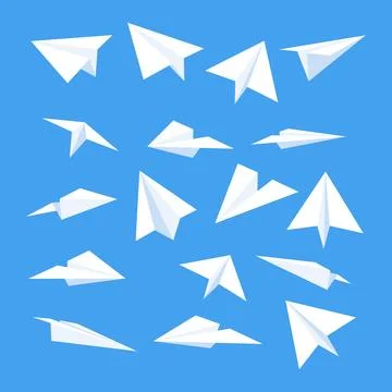 Set of paper planes set collection on transparent background. Handmade Orig.. Stock Illustration