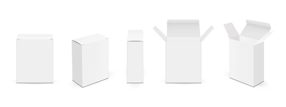 Set of Paper Rectangular Packaging Boxes with Various Views Stock Illustration
