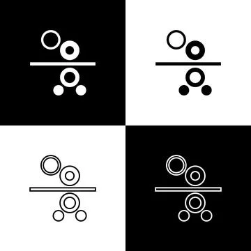 Set Paper roll of a printing press icon isolated on black and white background Ilustración de archivo