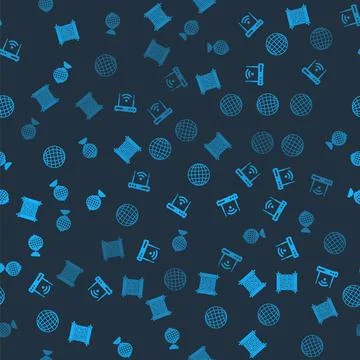 Set Paper scroll, Router and wi-fi, Earth globe and on seamless pattern. Vector Stock Illustration