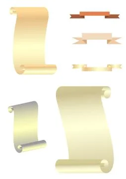 Set of paper scrolls and ribbons Stock Illustration