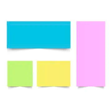 Set of paper sheets pin on translucent sticky tape with shadow isolated.  Vector Stock Illustration