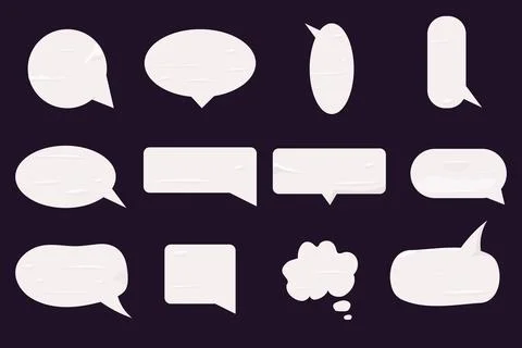 Set paper speech bubble dialog cloud isolated on dark background. Frame sticker Illustrazione stock