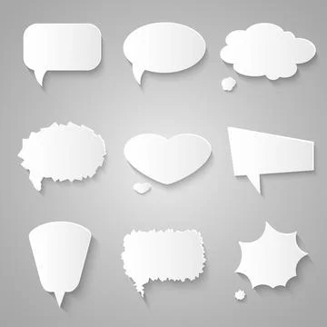 Set of paper speech bubbles with shadows Illustration