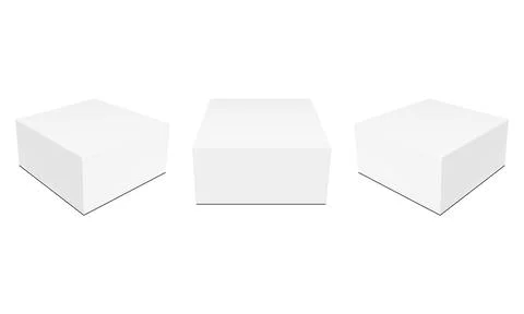 Set of Paper Square Boxes Mockups with Front and Side View Stock Illustration