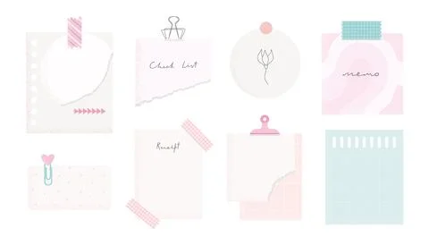 Set of paper sticky notes, schedule, to-do list, planner, memories vector Stock Illustration