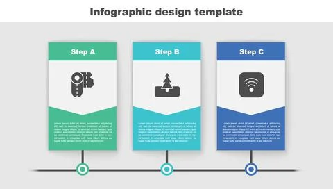 Set Paper towel roll, Tree and Wi-Fi wireless internet. Business infographic Illustrazione stock
