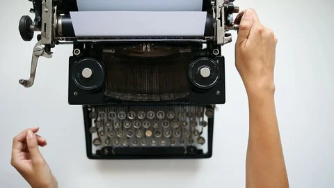 Set up paper into typewriter Video stock 94583118