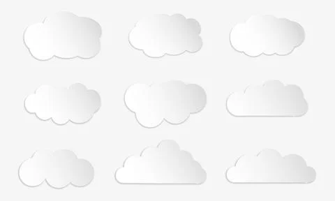 Set paper white clouds. vector for stock Stock Illustration