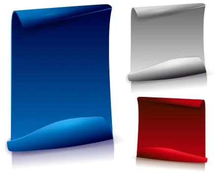 Set of papers with bent corner and shadows Stock Illustration